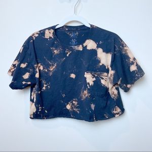 Bleached Black Cotton Cropped Tee M